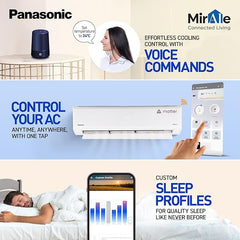 Panasonic 1.5 Ton 5 Star Premium Wi-Fi Inverter Smart Split AC (Matter Enabled, Higher Airflow, Copper Condenser, 7in1 Convertible, True AI, 4-Way, PM 0.1 Filter, CS/CU-NU18AKY5WX, White)