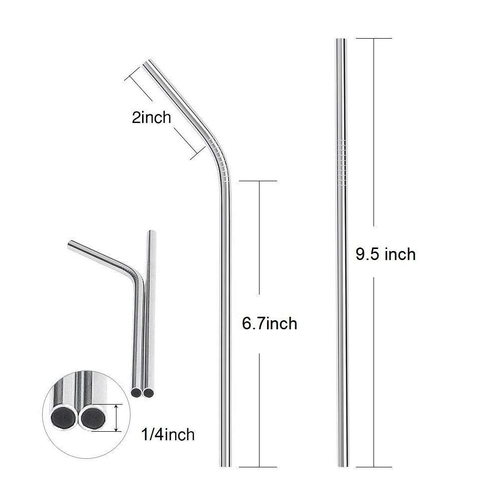 SYGA 8 Pieces Stainless Steel Straws Reusable, Metal Drinking Straws for Smoothie, Milkshake, Cocktail and Hot Drinks