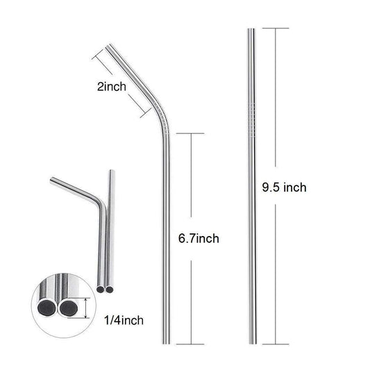 SYGA 8 Pieces Stainless Steel Straws Reusable, Metal Drinking Straws for Smoothie, Milkshake, Cocktail and Hot Drinks