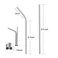 SYGA 8 Pieces Stainless Steel Straws Reusable, Metal Drinking Straws for Smoothie, Milkshake, Cocktail and Hot Drinks