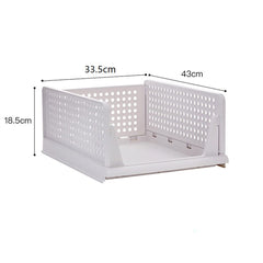 SYGA 2pcs Shelf Baskets Organizer Folding Wardrobe Household Layered Storage Rack Drawer-Type Stackable Large Storage Basket Plastic (White)