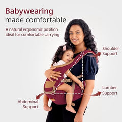 LuvLap Royal Hip Seat Baby Carrier with 4 Carry Positions, Baby Carrier with Hip seat for 6 to 24 Months Baby, Adjustable New-Born to Toddler Carrier, Max Weight Up to 15 Kgs (Black)