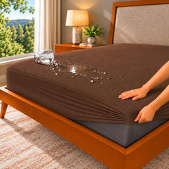 GADDA CO 100% Waterproof Premium Cotton Feel Mattress Protector King Size 78x72 Inch|Ultra Soft Breathable & Fitted Bed Protector Terry Cover Double Bed (6.5x6 feet, Fits 10 Inches, Grey)
