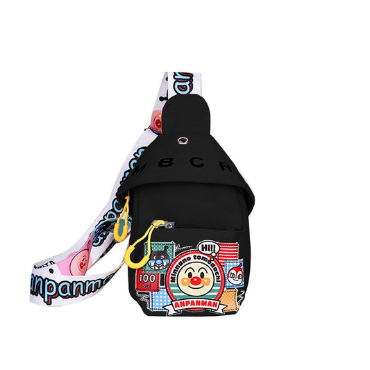 SYGA Celebrity Cartoon Canvas Small Bag Girl Children's Bag Shoulder Messenger Bag Chest Bag(Black)