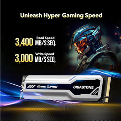 Gigastone M.2 SSD 1TB PCIe 3.0 NVMe SSD, up to 3,400MB/s, Internal Gaming Solid State Hard Drive Turbo Speed Heatsink Cooling Heat Dissipation PC Laptop Storage for Gamers Video Editing Creators
