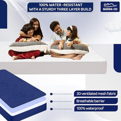 GADDA CO 100% Waterproof Premium Cotton Feel Mattress Protector King Size 78x72 Inch|Ultra Soft Breathable & Fitted Bed Protector Terry Cover Double Bed (6.5x6 feet, Fits 10 Inches, Grey)