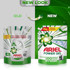 Ariel Power Gel Liquid Detergent for Front Load – 4kg | Removes 100 Dried Stains in 1 Wash | Faster Dissolving | Long-Lasting Fragrance | Color Protection | At the price of Powders
