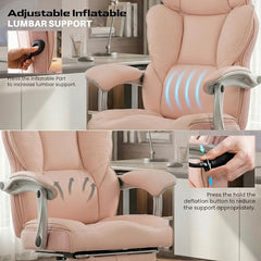 DROGO Emperium Office Chair for Work from Home 400LBS | Ergonomic Executive Boss Chair with PU Leather,High Back, Spacious Cushion Seat & Pumping Lumbar Support | Premium Metal Base & Footrest (White)