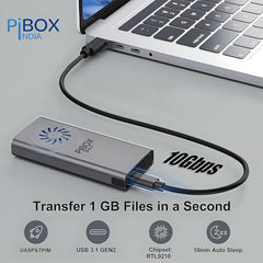 PiBOX India NVME M2 Enclosure Fan, SSD Enclosure - USB 3.2 10Gbps, Tool-Free M.2 NVMe Case, PCI-E NVMe Reader, USB-C, Supports M & B&M Keys, 2230/2242
