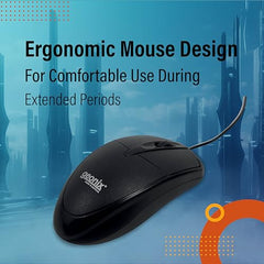 GEONIX Wired USB Mouse for Windows PC Desktop, Laptop, Notebook, Mac, computerand Chromebook, for Righty or Lefty Use, Black Colour, 1 Year Warranty.