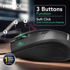 FRONTECH Wired Keyboard and Mouse Combo | Membrane Keys with Retractable Stands | USB Plug & Play | Ergonomic & Comfortable Design | 1 Year Warranty (1692, Black)