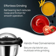 Wipro Elato FMG209 800 Watt Mixer Grinder with 4 Jars,Heavy Duty 100% Copper Ball Bearing Motor with 5 Year Warranty,Superfast Grinding,Clip Lids - Hands Free use, 4 Jars Mixer Grinder 800 Watt,Black