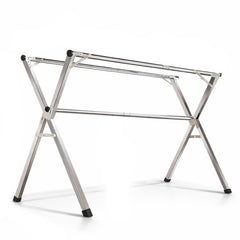 STANSY Extendable Double Rod Clothes Drying Stand, Foldable Galvanized Steel, Adjustable Length 130-200 cm, Heavy Duty Laundry Rack for Indoor and Outdoor Use