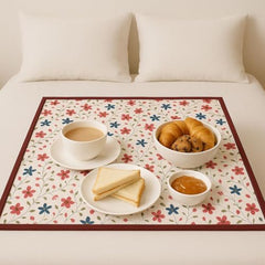 Homerz Premium Bed Server Food Mat Reversible Bed Server, Mattress Protector for Home | Food Mat for Kids, Size 36x36 inch, Double Side use Kitchen, Cupboard, Drawer, Wardrobe (Brown Lotus New)