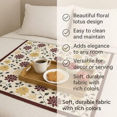 Homerz Premium Bed Server Food Mat Reversible Bed Server, Mattress Protector for Home | Food Mat for Kids, Size 36x36 inch, Double Side use Kitchen, Cupboard, Drawer, Wardrobe (Brown Lotus New)