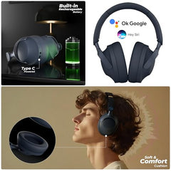 ZEBRONICS SILENCIO 111, Wireless Headphone, Hybrid ANC (50dB), 55*Hrs Backup, Transparency Mode, 40mm Titanium Drivers, 3 EQ Modes, ENC, Gaming Mode, Dual Pairing, Rapid Charge, Bluetooth v5.4 (Black)