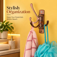 iSTAR Wall Hooks for Hanging | Flexible 4 Pin Hooks Bathroom Cloth Hanger Wall Hook Door Robe Hooks for Hanging Keys, Clothes, Towel (Rose Gold, Pack of 3)
