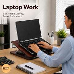 Premium Foldable Laptop Table with Adjustable Angle for Home, Study & Office Use (White, 15x21, Wooden)
