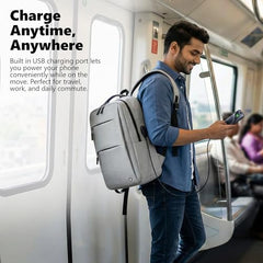 GadgetBite Graphite 20L Laptop Backpack with 15.6" Laptop Compartment, USB Charging Port, Organiser Pockets and Bottle Holder. Ideal for Office, College and Travel - Charcoal Grey