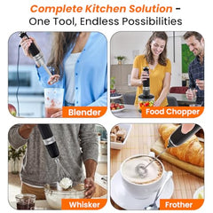 INALSA Hand Blender Mixer|1350W Copper Motor|Chopper,Coffee Beater/Frother,Whisker&Jar Attachment|Low Noise|20 Speed Control&Turbo Mode|BPA Free|Anti-Splash|2-Yr Warranty,Robot INOX 1350 Blend N Froth