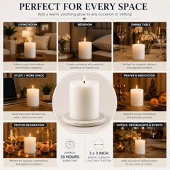 C Lal & Sons Silver Pillar Candle 2x2 Inch | Long Burning Decorative Wax Candle | 20H Burn Time | Unscented Candle for Home Décor, Wedding Decoration, Prayer, Meditation, Festivals & Romantic Ambience