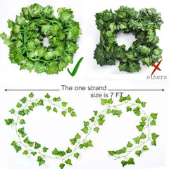 Go Hooked Artificial Hanging Creeper for Home Décor (Pack of 8, 6 Ft) | Money Plant Leaf Garland with 30 Leaves Each | Plastic Decorative Creeper for Balcony, Walls, Garden Decoration