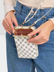 MOMISY Mobile Bag Cellphone Sling Bag Card Holder Wallet Handbag Crossbody multi-function Shoulder Bag for Girls & Women-Diamond (Off White)