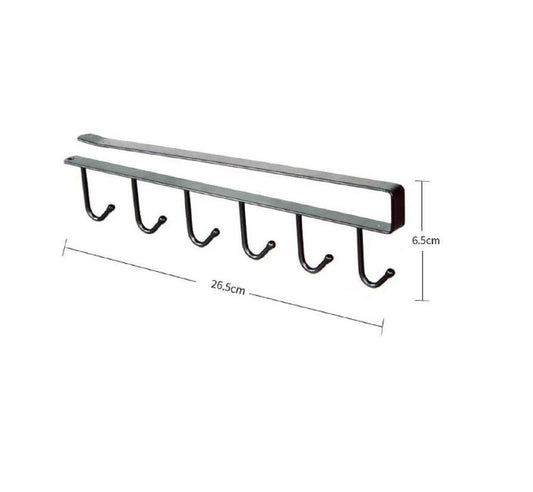 SYGA 2 Pieces Wall Hanger 6 Pin Nail Free Rack_Black