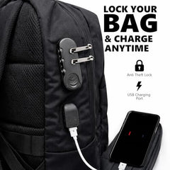 GadgetBite Stealth 20 Litre Laptop Bag with 15.6 Inch Laptop Compartment USB Charging Port and Organiser Pocket Bags for Men Women Boys Office College and Travel with Bottle Pocket - Black