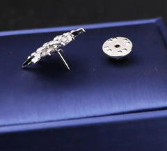 SYGA Men's Suit Chest Brooch Fashionable Rhinestone Decoration Diamond Clothing Accessories Silver six-pointed star