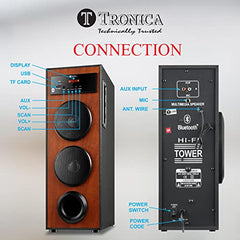 TRONICA Dhwani DJ 40Watt Bluetooth Tower Speaker | Bass-Boosted Party DJ Speaker & Home Theater Sound System with Wired Mic, FM, USB, AUX, TV, Remote,Wireless Music Streaming for Karaoke Night, Music