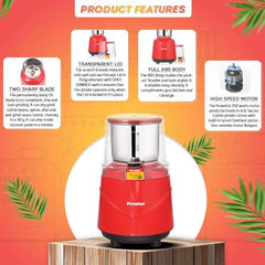 Premier Spice Grinder | 350W Wet & Dry Multifunction Food Grinder | Stainless Steel Herbs, Spices, Nuts, and Coffee Grinder for Home & Office with Detachable Jar