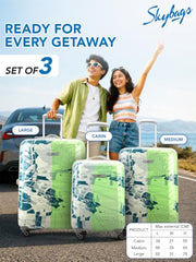 Skybags Trooper Set of 3 (S+M+L) Printed Hard Case Trolley Bags, Green