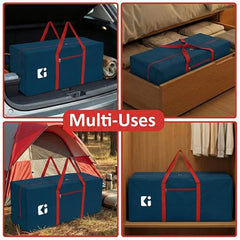 Kuber Industries 2 Pcs Blankets/Clothes Storage Bag | Heavy Duty Nylon 1680 Denier Underbed Storage Bag | Moving Bags with Strong Handle | Moisture Proof | Red & Blue