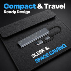 Amkette 8-in-1 Plus (A+C) USB Hub for Laptop, USB Hub Type C with USB 3.0, SD/TF Card Reader, 3.5mm Audio Jack, External HDD Support, Type C Hub Compatible with Windows, macOS & Linux