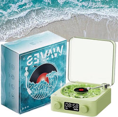 Aureo Vintage Bluetooth Speaker | The Waves Portable Player with Adjustable Lighting & Clock for Bedroom, Party, and Home (Blue)