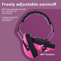 SYGA Children's Noise Reduction Earmuffs, Head-Mounted Soundproof Earmuffs for Learning, Reading, Sleeping, and Airport Use(Rose Red)