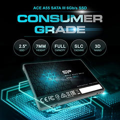 SP Silicon Power Ace A55 2TB 2.5 Inch SATA III SSD, 3D NAND with SLC Cache, Up to 500MB/s, Internal Solid State Drive for Desktop Laptop (SP002TBSS3A55S25)