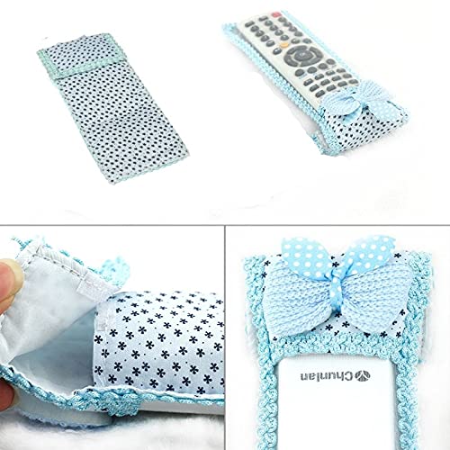 SYGA Fancy Cartoon Bow Fabric Lace Remote Cover TV AC Set Top Box Remote Control Case Bowknot Gadgets Appliances- Blue, 1 Pcs