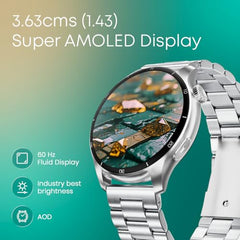 Fastrack MYND 1.93” AMOLED Display Smart Watch for Men & Women with AI Watch Faces,AI Chat,Offline Voice Commands,Curved Metallic Design,Functional Crown,BT Calling, Health Suite,100+ multisport modes