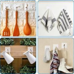 Shivstor 15 Pack Self Adhesive WallHook Heavy DutyHook for Hanging Without Drilling Transparent Nail Free StickyHook Strong Wall Hanger Set of 15 FlowerHook for Kitchen Bathroom Home Storage