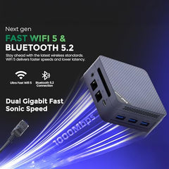 SKULLSAINTS Ash Mini PC – 13th Gen Twin Lake N150, 16GB LPDDR5, Triple Display (HDMI/DP), M.2 NVMe, WiFi 5, Bluetooth 5.2, USB 3.2, Ultra-Compact (13th Gen N150, 512, GB, Windows 11 Pro, 16, GB)