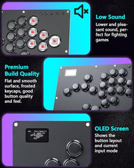GuileKeys Arcade Fight Stick GK-21, All-Button Gamerfinger with Custom RGB & Turbo Functions, Arcade Controller for PC/PS4/PS3/Switch/Steam Game Keyboard Supports Hot Swap & SOCD