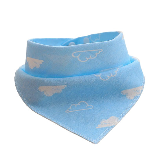 SYGA 2 Pcs Baby Feeding Bibs Triangular Cotton Bibs Apron Bibs Adjustable Closure for Infant Toddler 0 to 3 Years Baby - Pack Of 2 (WhiteCloud)