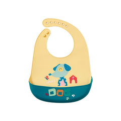 MOMISY Baby Bib For Newborn Waterproof Silicone Apron Wipeable Stain Resistant With pocket For 6 months and up (1, YellowDog)