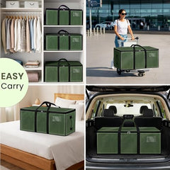Storite 81 L Jumbo Super-Size Nylon Heavy Duty Underbed Storage Bag | Moisture Proof Multi-Purpose for Toys/Blankets/Clothes/Moving Bags With Strong Handles Rectangular (87x26x36 CM) - Teal