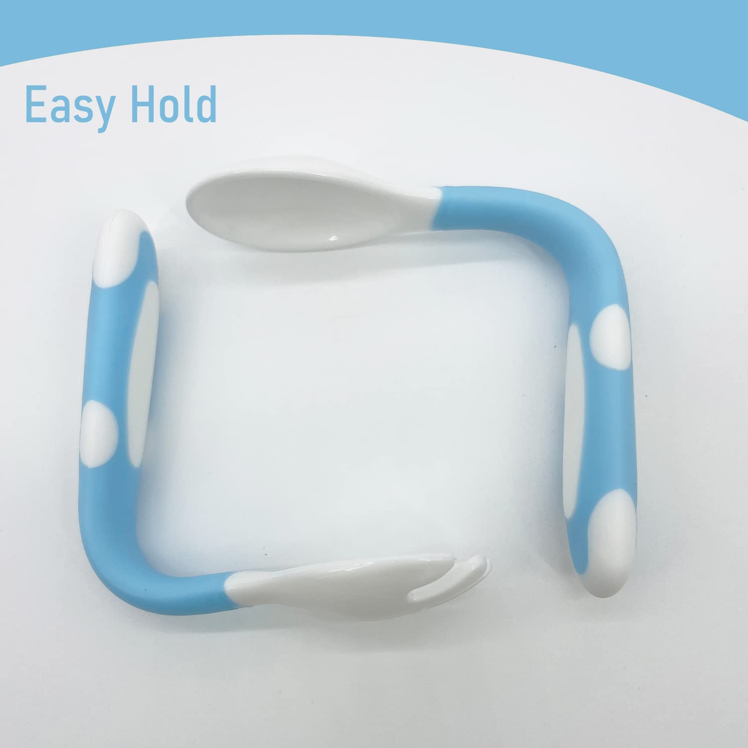 SYGA 2PCS Infant Baby Fork and Spoon Set Baby Feeding Learning Temperature Sensing Kid Utensils Toddler Anti-Choke Self Feeding Accessories (Baby Temperature Spoon Blue), Polypropylene, 3.5 inches