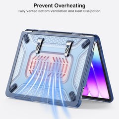 ProElite Transparent Case for MacBook Neo 13 inch 2026 Model Touch ID, Heavy Duty Honeycomb Hard Shell with Slim TPU Bumper and Fold Kickstand, Dark Blue