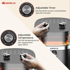 Havells Prolife Stellar Chef Smartchoice Air Fryer 5.5 Ltr|1500 Watts|See Through Window|Aerocrisp Tech: Rapid air circulation in every direction|Non Stick Silicon Coated Basket|2 Year Brand Warranty