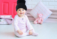 SYGA Unisex Wooln Warm Winte Cap Pompom Beanie Hat for 1-3 Year Baby Cap - Black